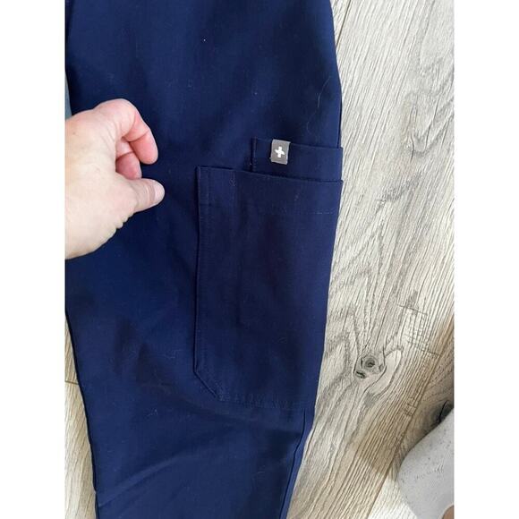 EUC Figs navy scrub pants technical collection size XXS Petite w gray drawstring - Picture 5 of 9